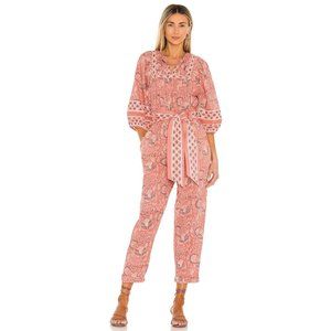 Cleobella Magdalena Jumpsuit sz XS Organic Cotton Pink Cherry Blossom Cropped